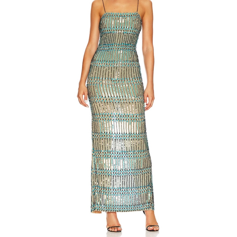 Alice and Olivia fifi embellish midi cami dress